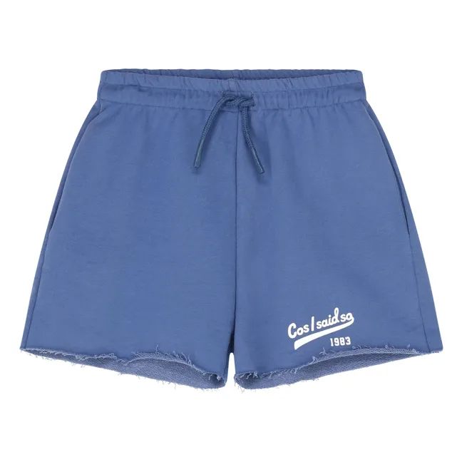 Jogger Shorts Cut Off Logo Bio-Baumwolle | Blau