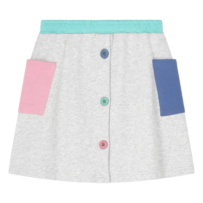 Jupe Cargo Colorblock Coton Bio | Gris chiné