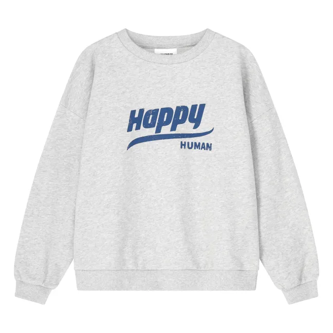 Felpa Happy Human Cotone organico | Grigio chiné