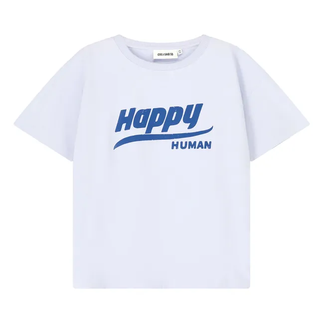 Camiseta Happy Human Algodón orgánico | Azul Claro