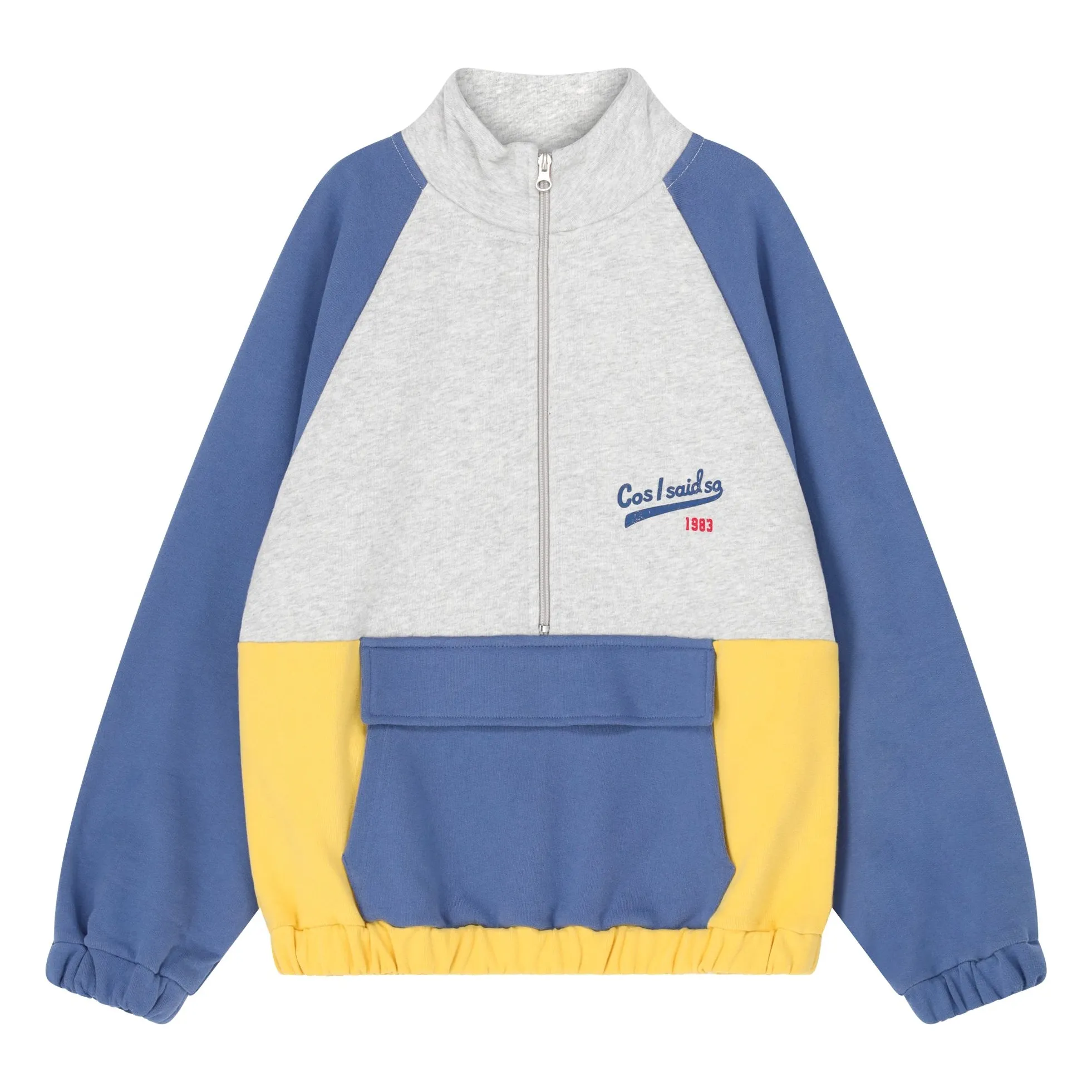 Cos I Said So Heather Grey Colorblock Logo Zip Sweat Organic Cotton