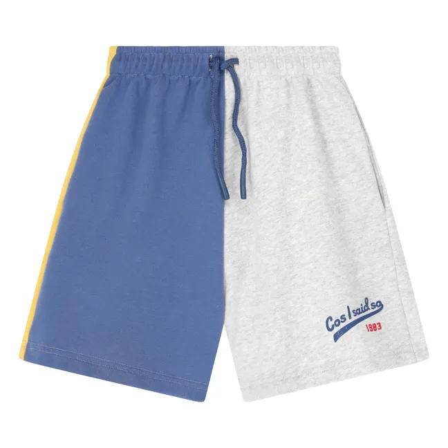 Pantaloncini in cotone organico con logo colorblock | Grigio chiné