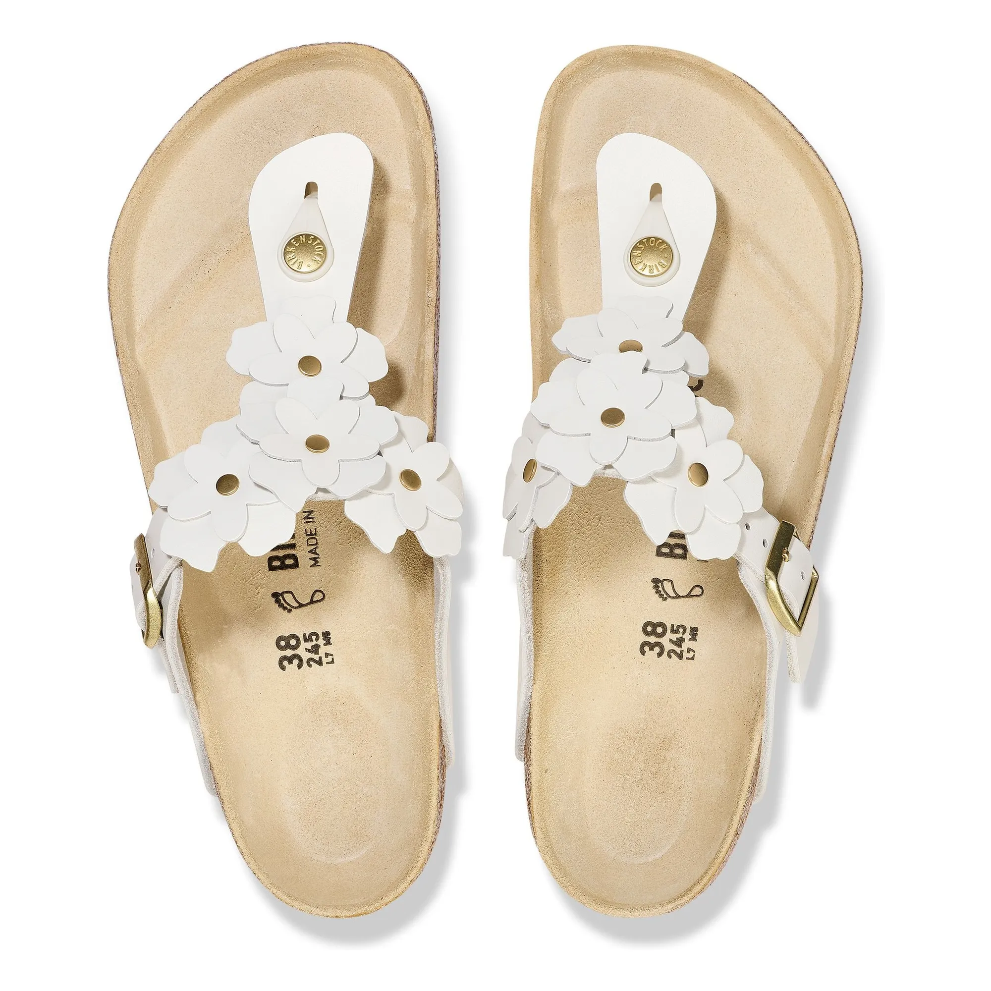 Sandales Gizeh Flower Embellishment Cuir Naturel | Blanc- Image produit n°2