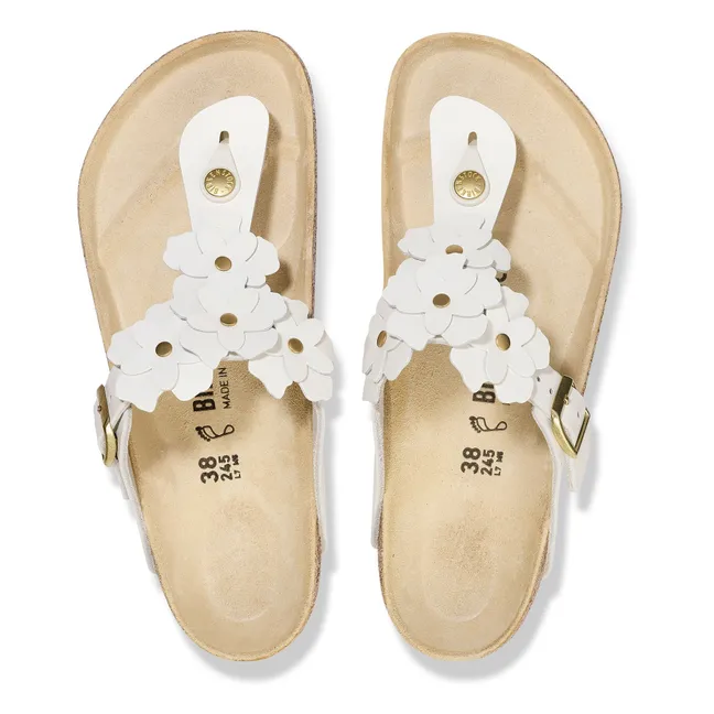 Sandalias con adorno de flores Gizeh Piel natural | Blanco