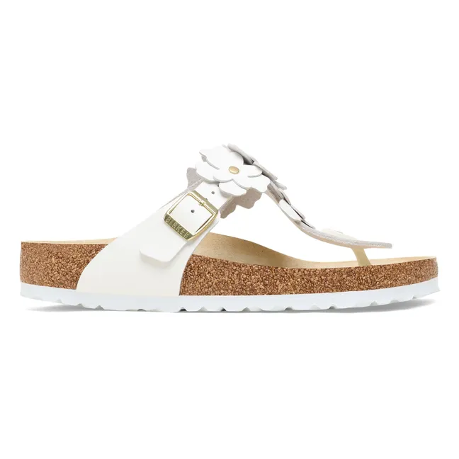Sandalias con adorno de flores Gizeh Piel natural | Blanco