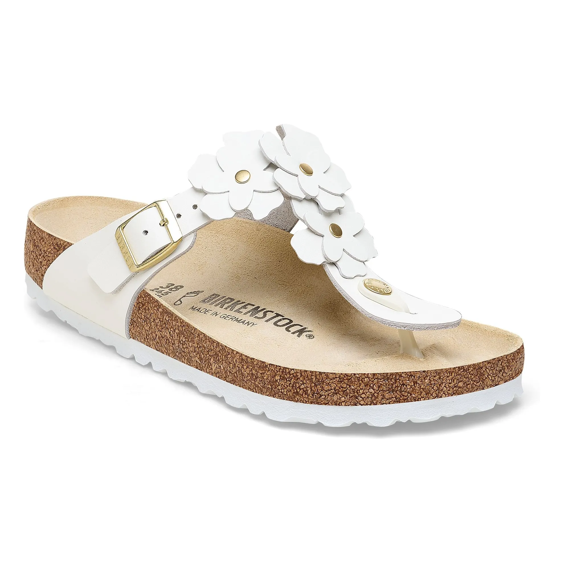 Sandales Gizeh Flower Embellishment Cuir Naturel | Blanc- Image produit n°1