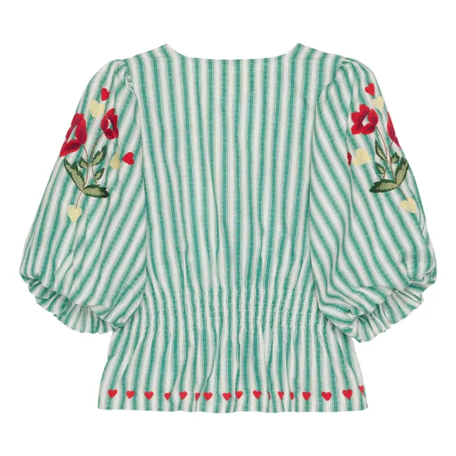 Blouse Rayures Lotta Coton Bio | Vert