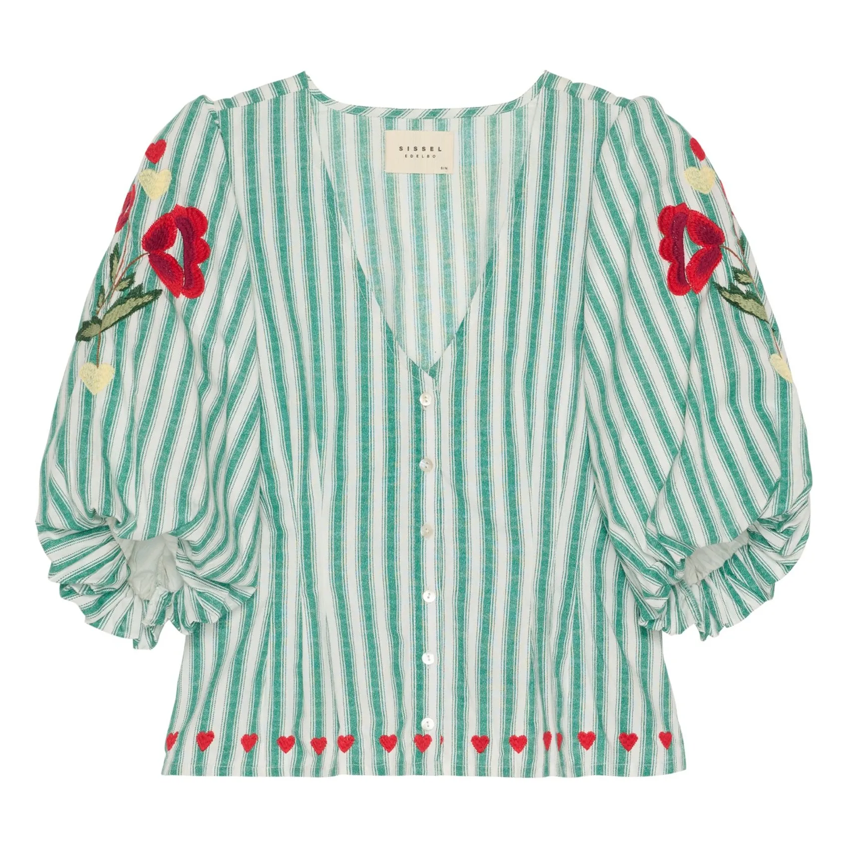 Blouse Rayures Lotta Coton Bio | Vert- Image produit n°0