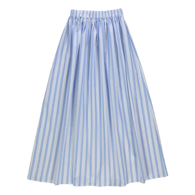Chia Stripes Cotton Poplin Skirt | Blue