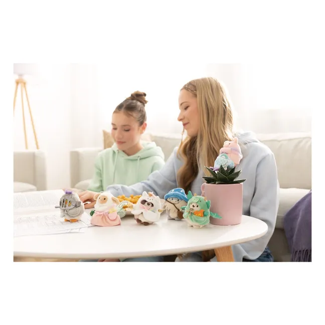 Peluche de oveja de lana con disfraz de unicornio | Blanco