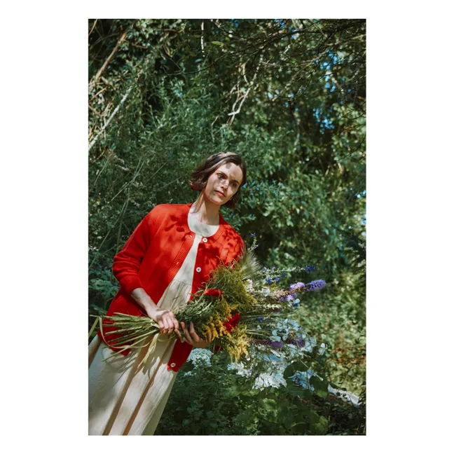 Cárdigan de pétalos de algodón orgánico | Rojo