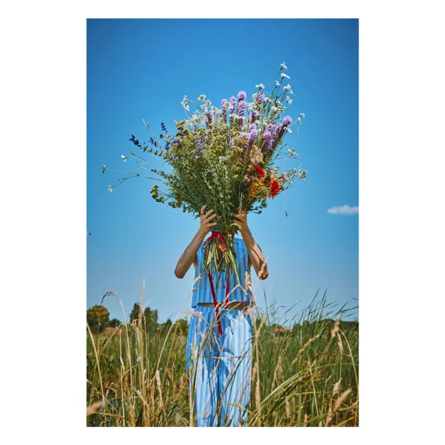 Blusa de rayas vainilla | Azul