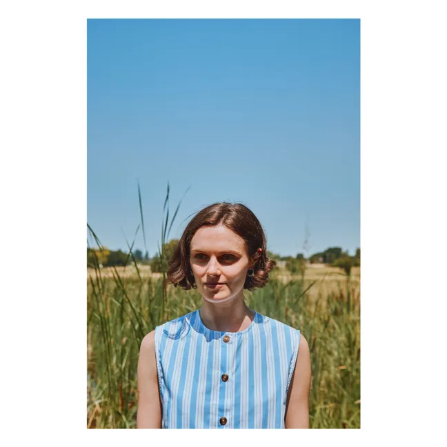 Blusa de rayas vainilla | Azul