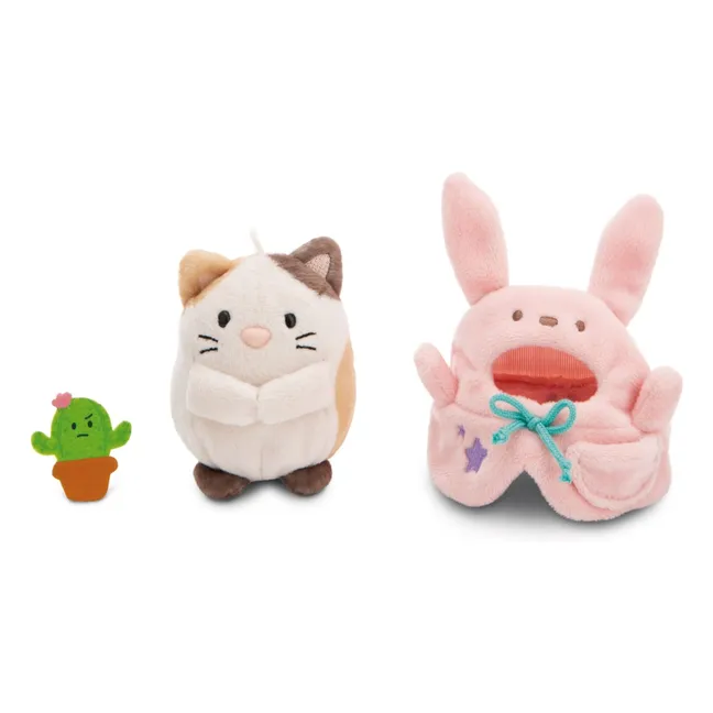 Peluche Chat Angy et son déguisement Lapin | Rose