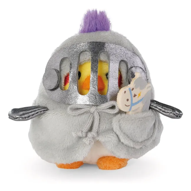 Peluche Perruche Chipsy et son déguisement Chevalier | Gris