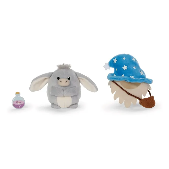 Peluche Âne Earl et son déguisement Magicien phosphorenscent | Gris