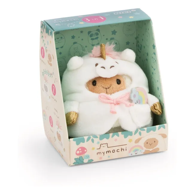 Peluche de oveja de lana con disfraz de unicornio | Blanco