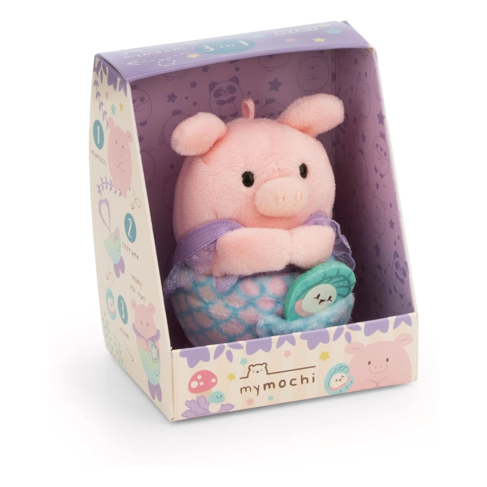 Peluche Cochon Onk et son déguisement Sirène | Rose- Image produit n°6