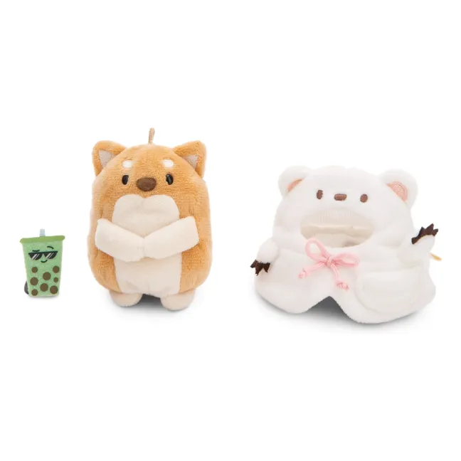 Hiro plush dog with polar bear costume | White