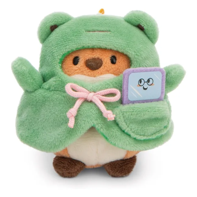 Peluche de zorro friki con disfraz de rana | Verde