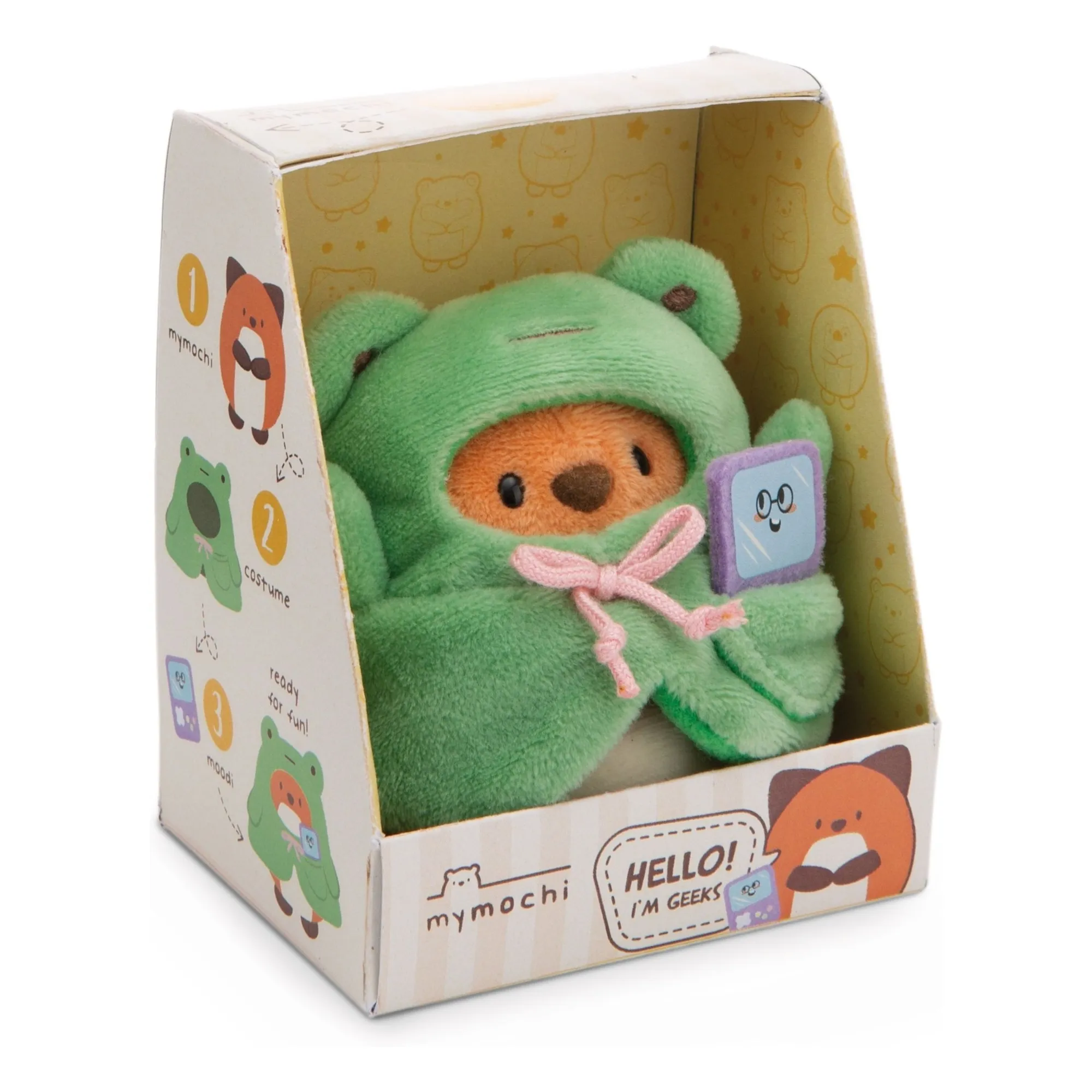 Peluche Renard Geeks et son déguisement Grenouille | Vert- Image produit n°6
