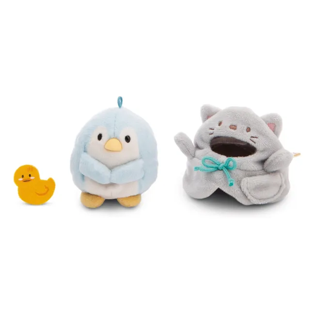 Peluche Pengouin Waddle et son déguisement Chat | Gris