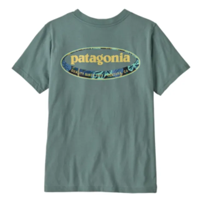 Camiseta Graphic 95 Oval Logo Algodón orgánico | Azul Gris
