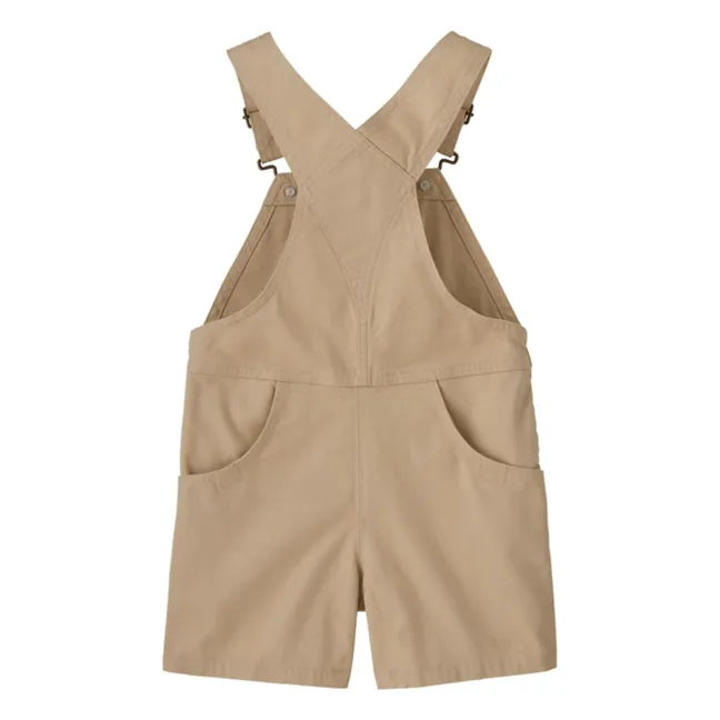 Organic Cotton Stand Up Short Dungarees | Light brown