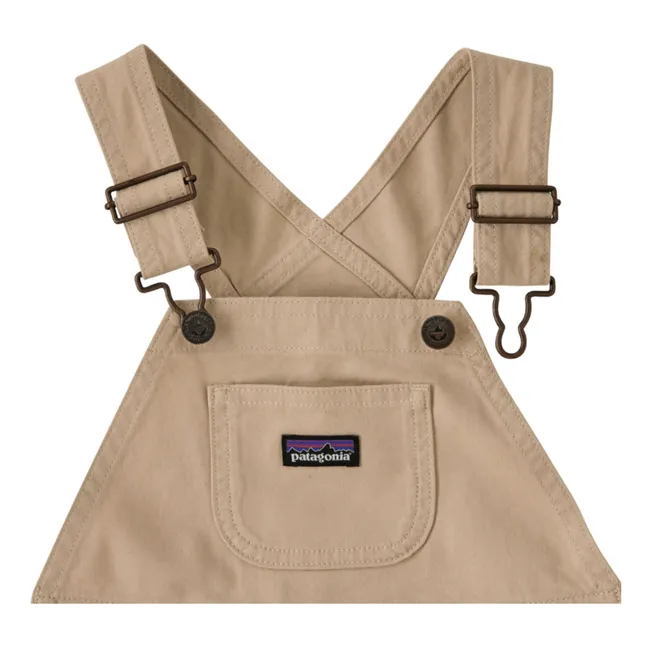 Organic Cotton Stand Up Short Dungarees | Light brown