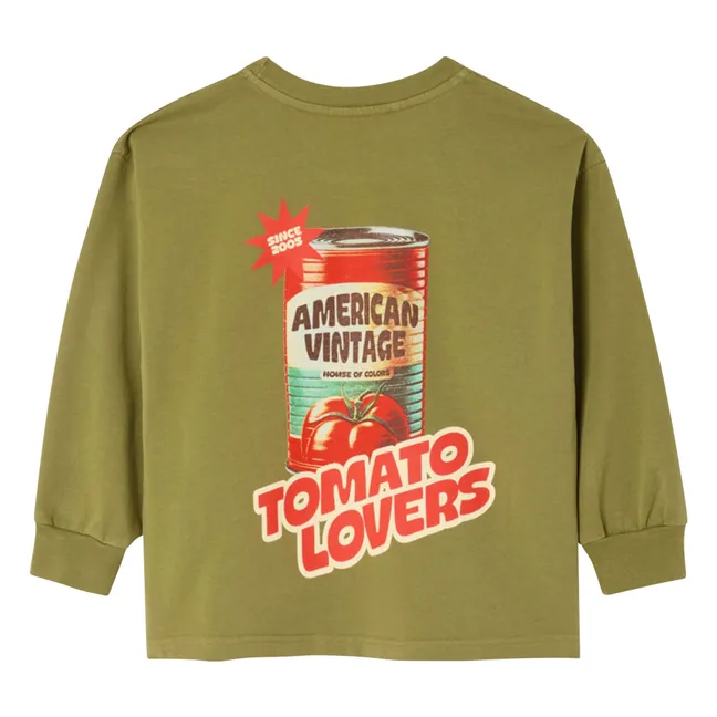 Camiseta de manga larga Fizvallay Tomato Lovers | Verde militare claro