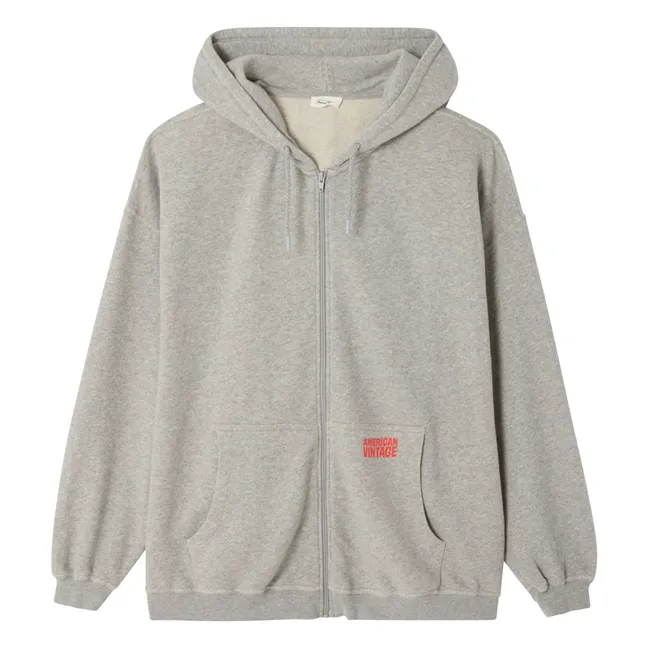 Sudadera con capucha y cremallera | Gris Jaspeado
