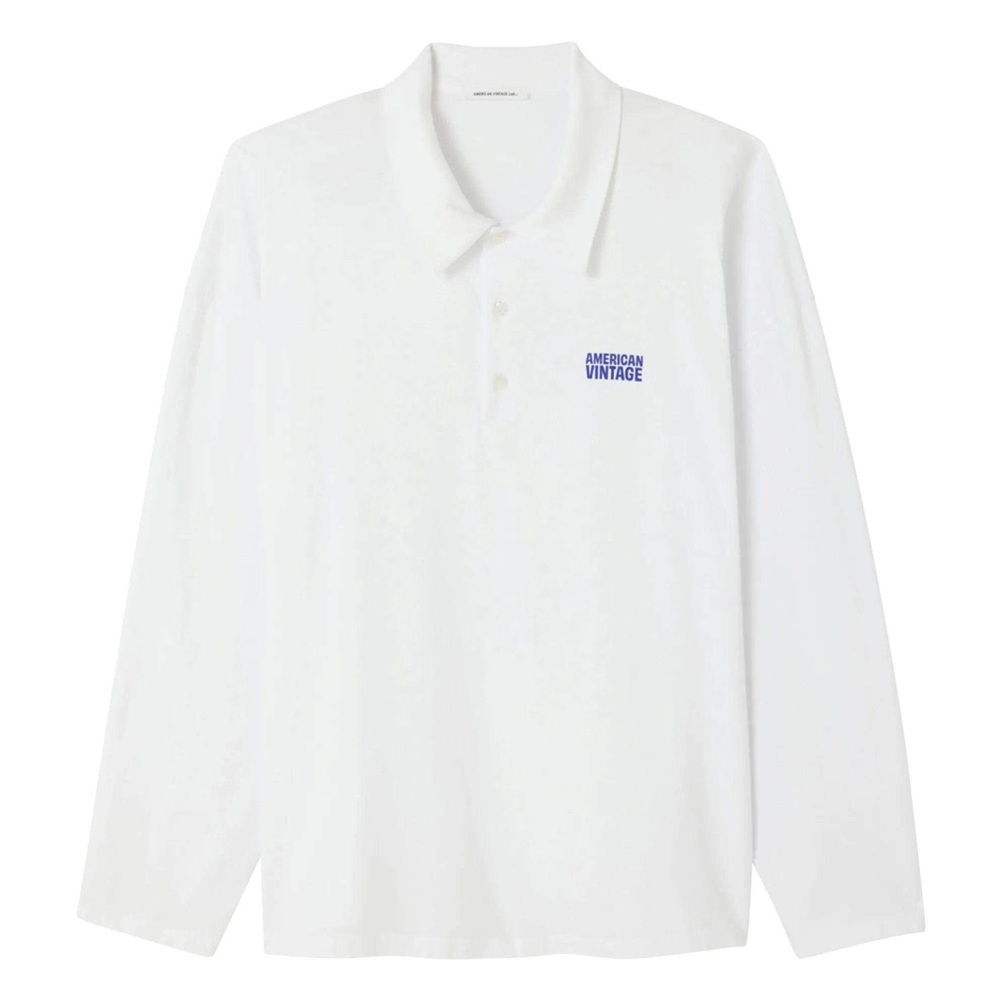 American Vintage White Ample Polo Neck T-Shirt