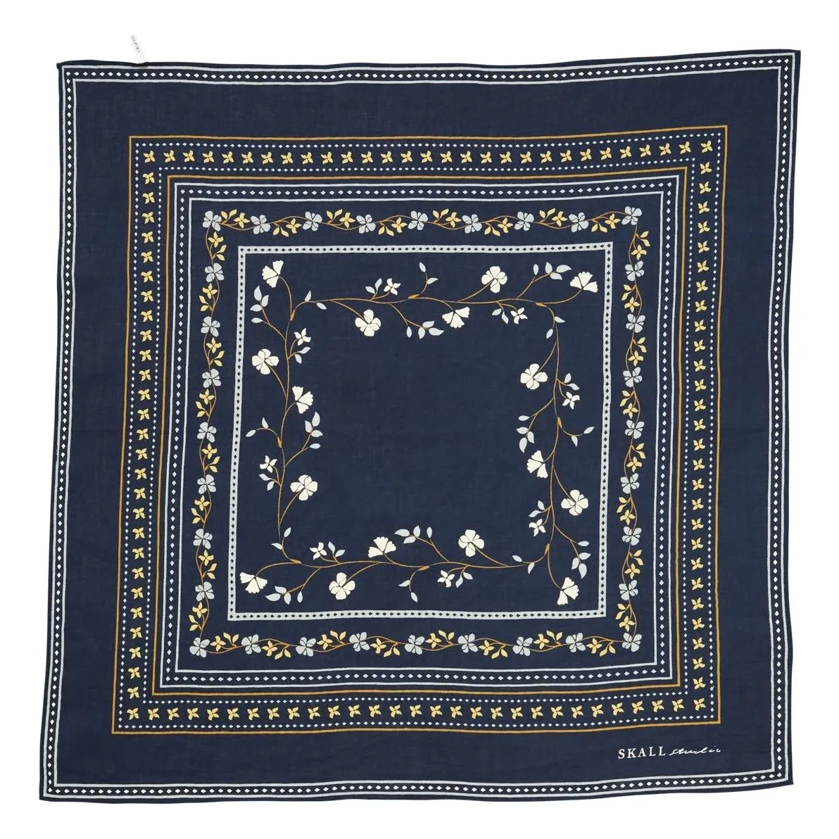 Skall Studio Navy Blue Floral Square Scarf