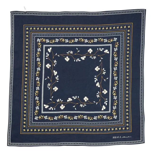 Foulard Carré Floral | Bleu marine
