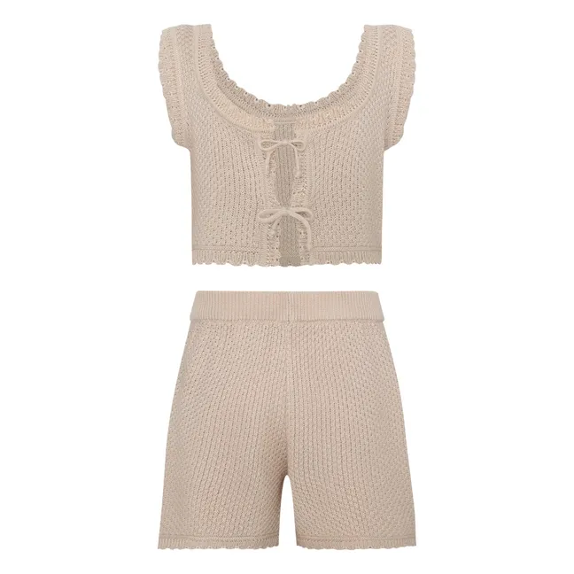 Set top e pantaloncini in rete Rocky Palm | Avorio