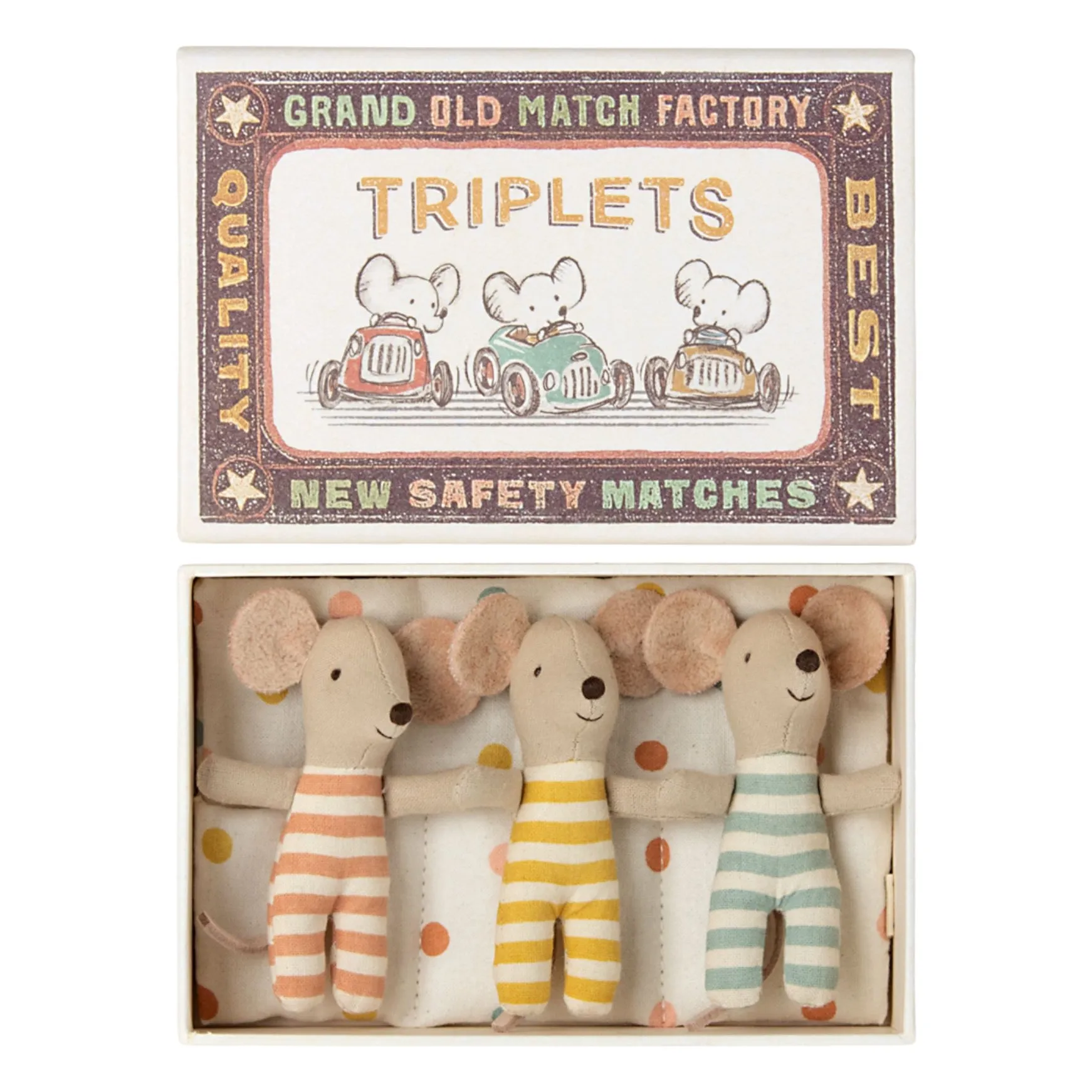 Maileg Multicoloured Baby Mice In Matching Box