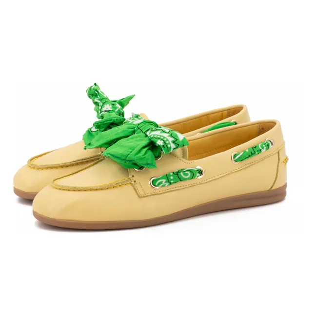 Chaussures Bateau Nahua Bandana Cuir | Jaune