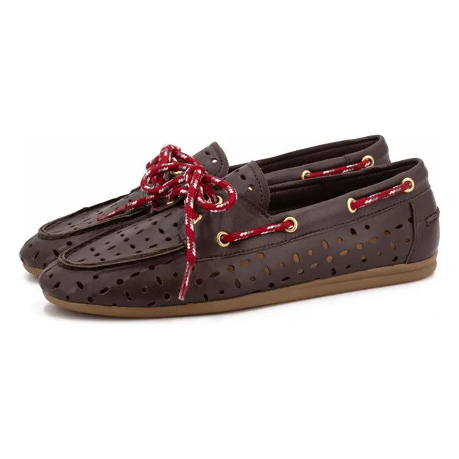 Kimana Leather Boat Shoes | Chocolate