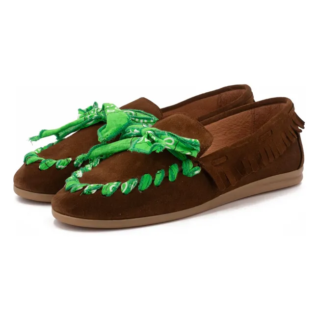 Dalma Bandana Suede Boat Shoes | Brown
