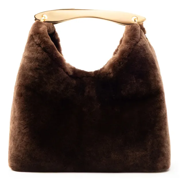 Small Boomerang Shearling bag | Brown