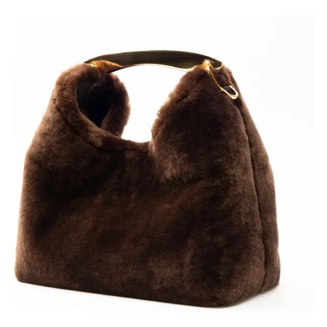 Small Boomerang Shearling bag | Brown
