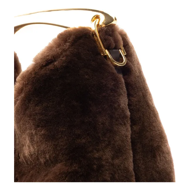 Small Boomerang Shearling bag | Brown