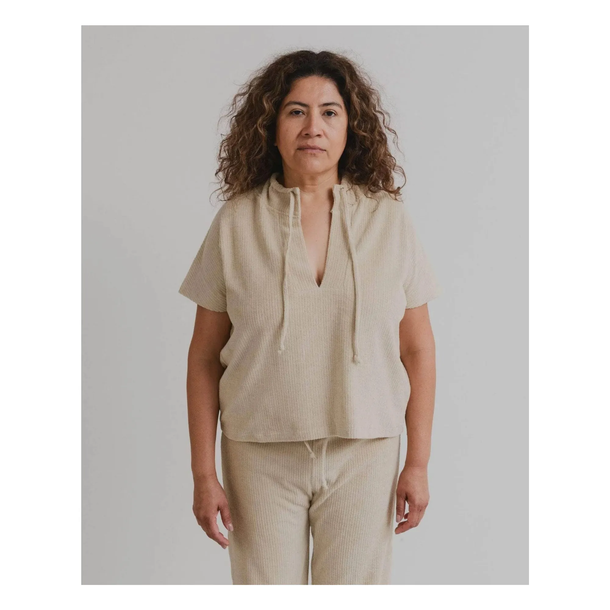 Baserange Beige Organic Cotton Pose Terry Sweat