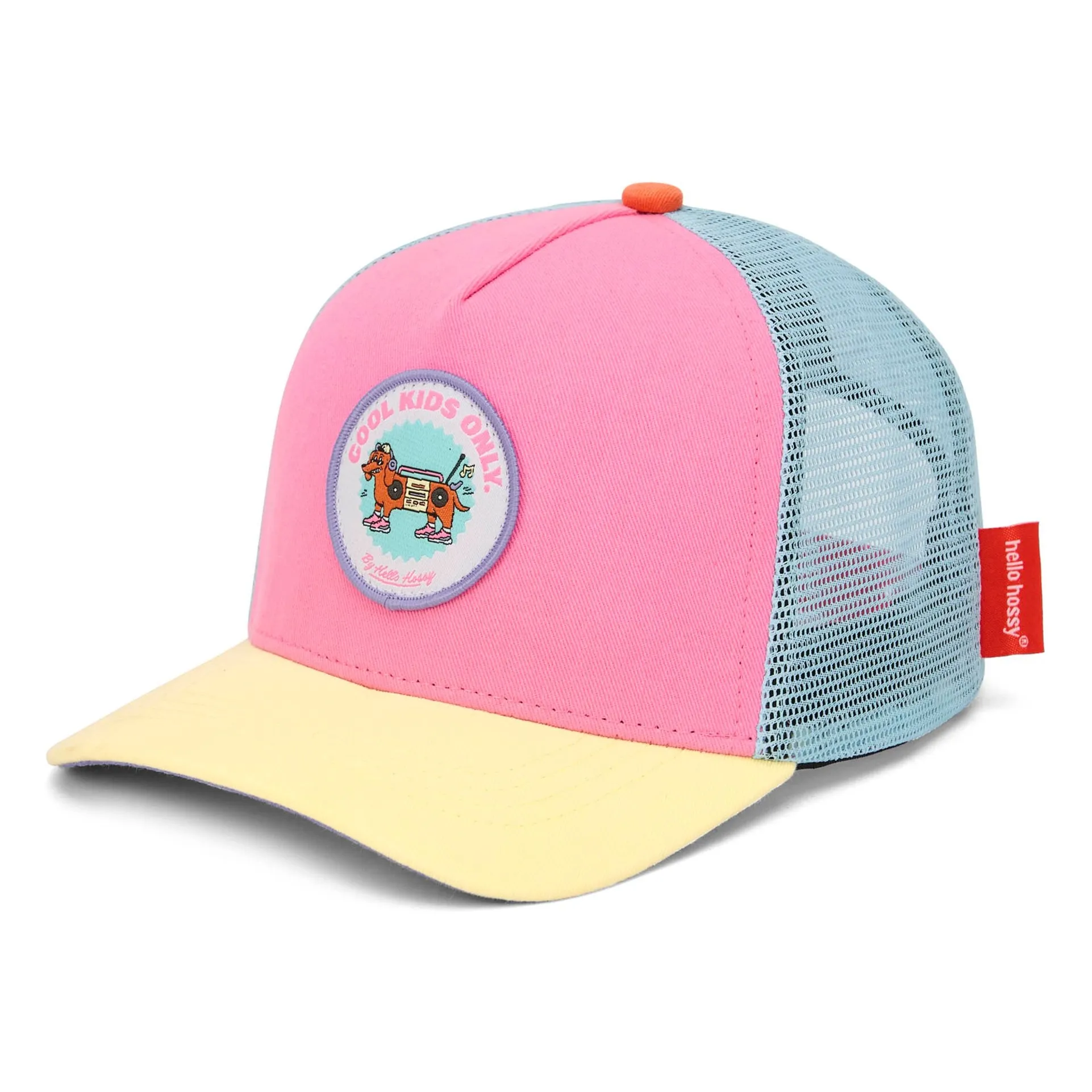 Hello Hossy Pink Trucker Stereo Dog Curved Visor Cap Organic Cotton