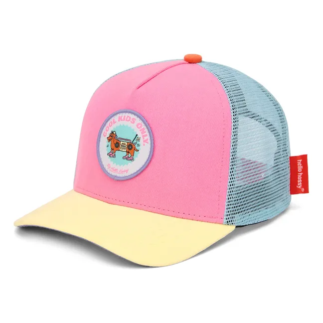 Trucker Stereo Dog Curved Visor Cap Organic Cotton | Pink