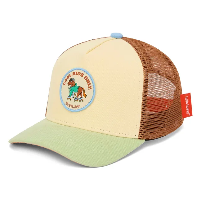 Trucker Cap mit gebogenem Schirm Rolling Pony Bio-Baumwolle | Beige