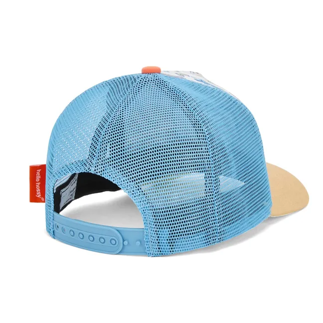 Baseball Game Trucker Baseball Cap mit gebogenem Schirm aus recycelten Fasern | Hellblau