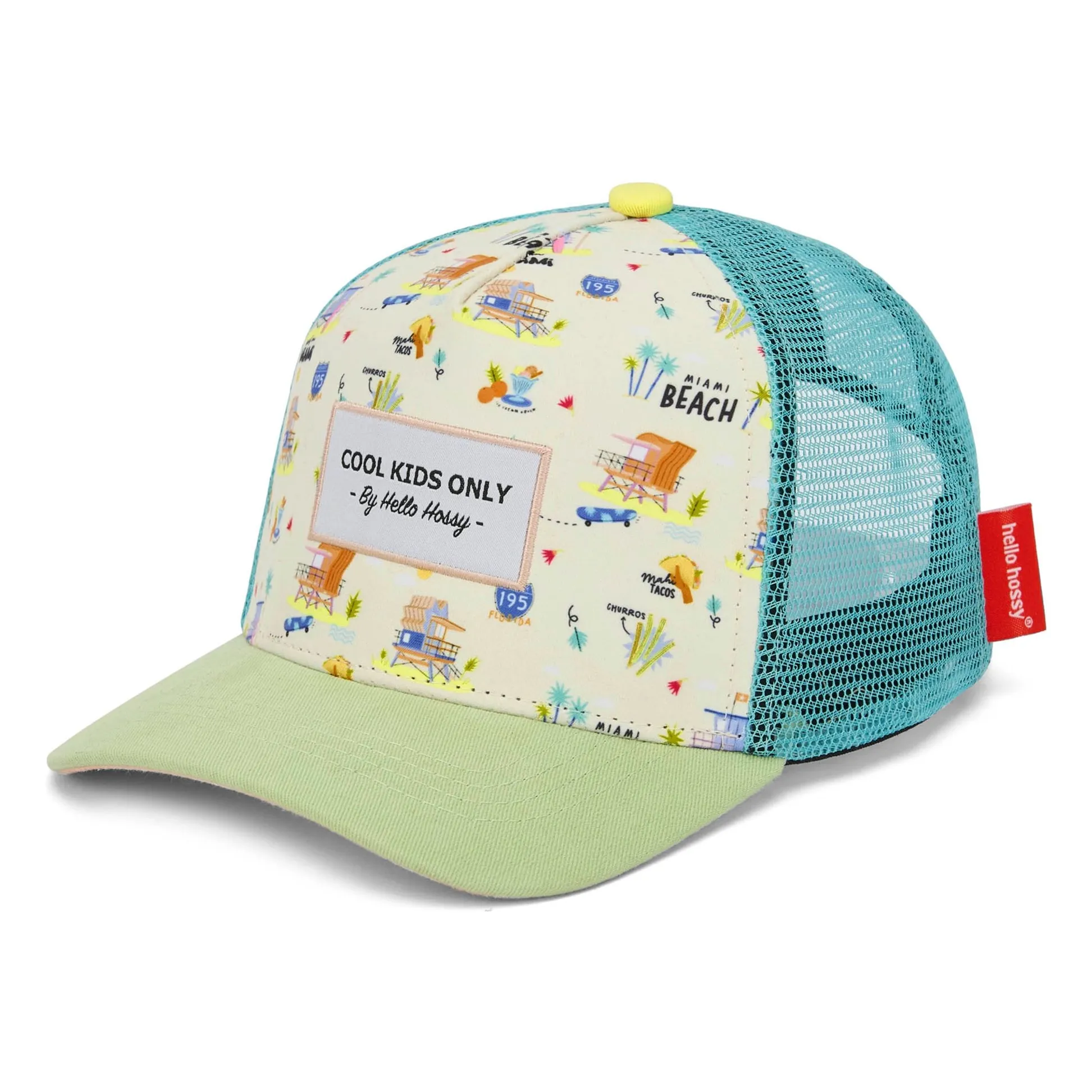 Hello Hossy Boys Beige Curved Visor Cap Trucker Miami Beach Recycled Fibers