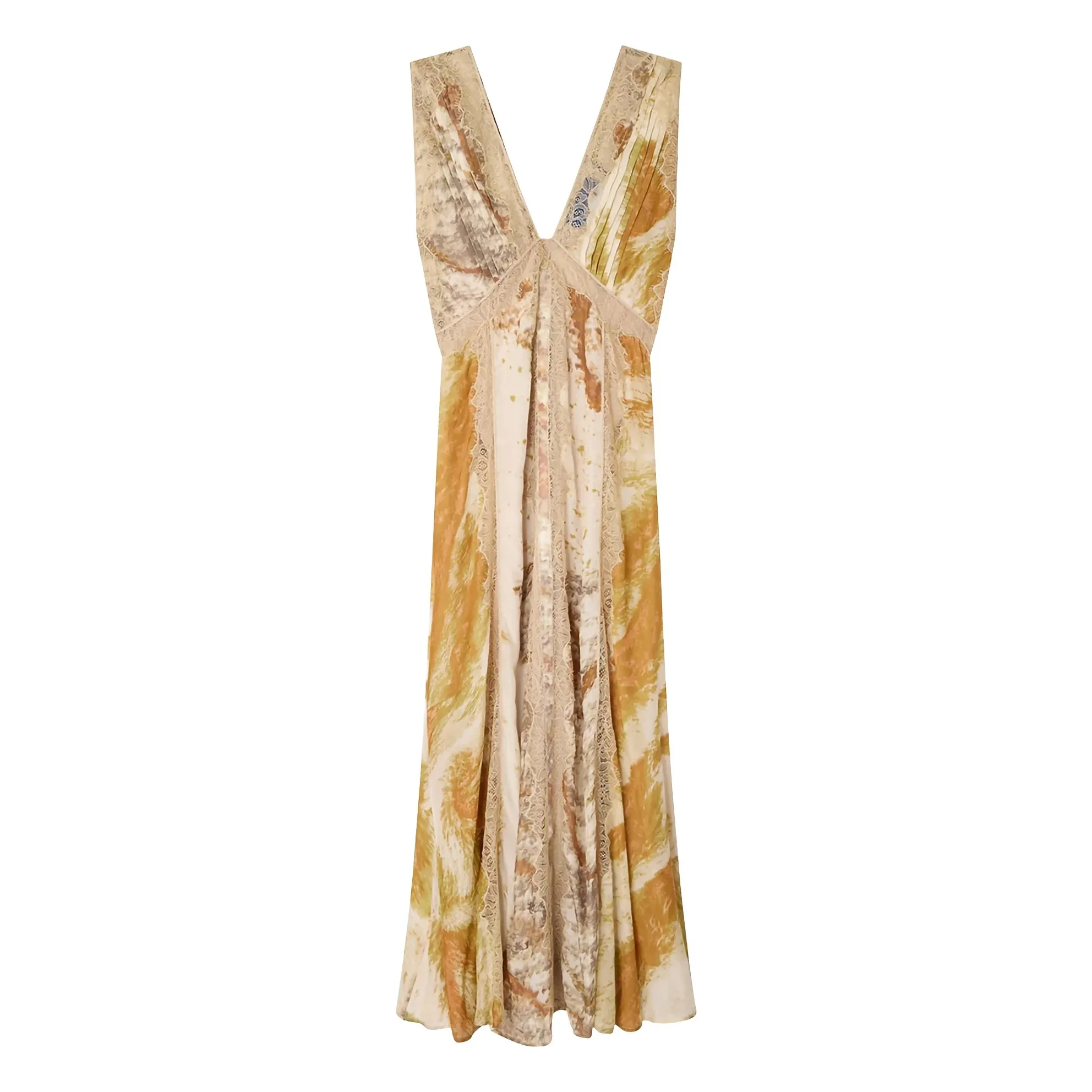 Mes Demoiselles Beige Samsam Silk Metallic Dress