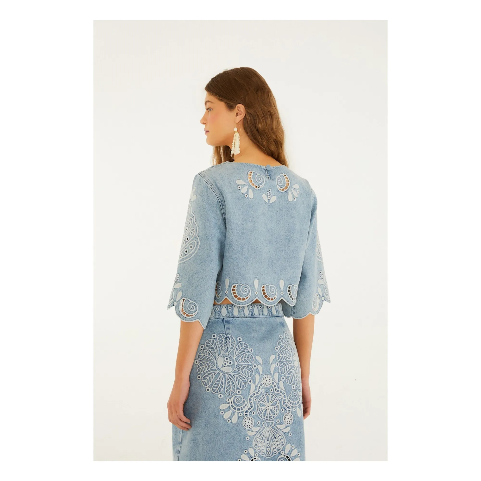 Blouse Richelieux | Bleu jean- Image produit n°4